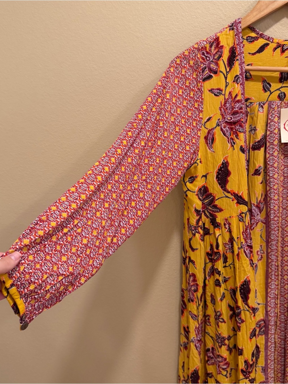 NWT Anthropologie RAGA Floral Boho Yellow Duster Kimono Small Boho - Picture 9 of 13